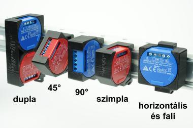 DIN sín adapter Shelly 1,1PM Fekete szimpla 90°