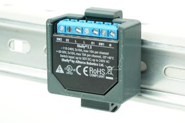 DIN sín adapter Shelly 2.5,EM Szürke horizontális