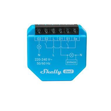 Shelly Plus 2L Gen3 WiFi+BT relé, csak fázis
